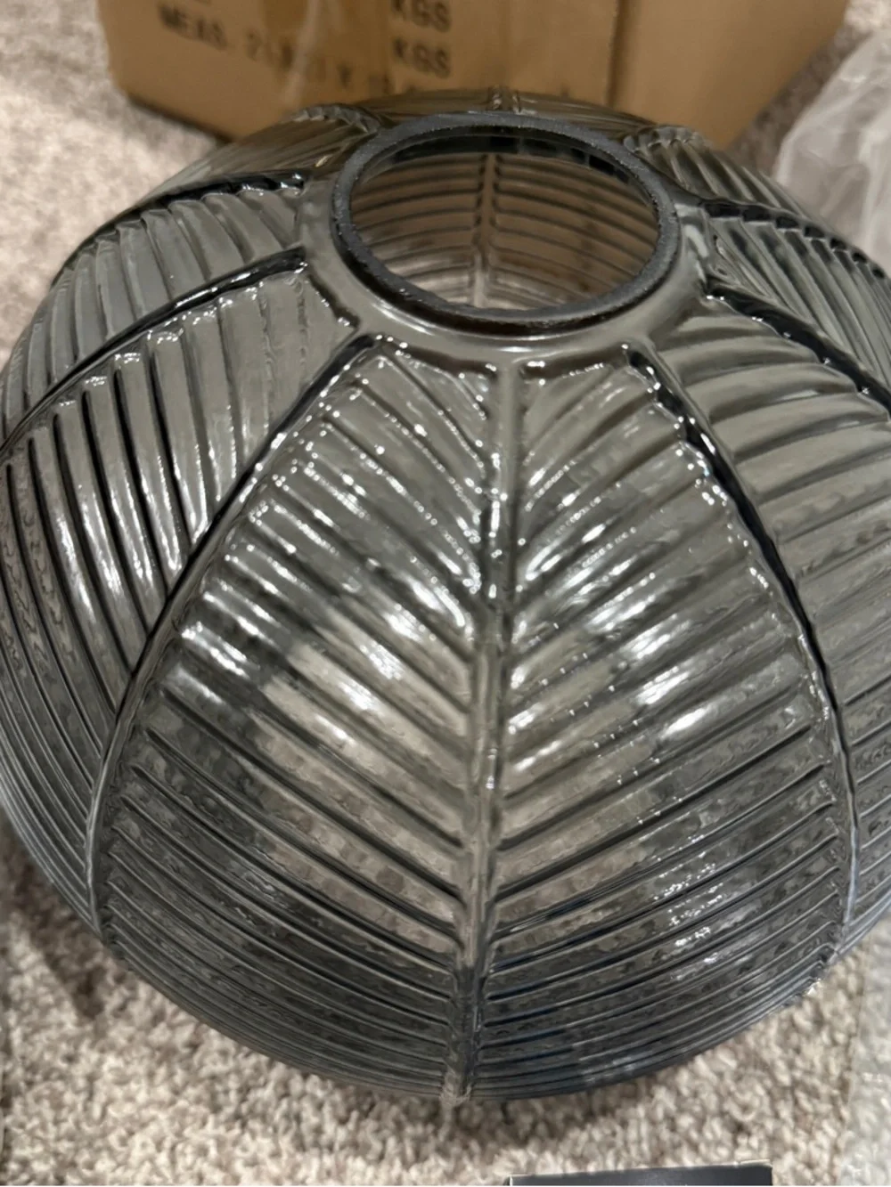 Smoke Gray Glass Pendant Light Modern Globe Kitchen Island Hanging NEW